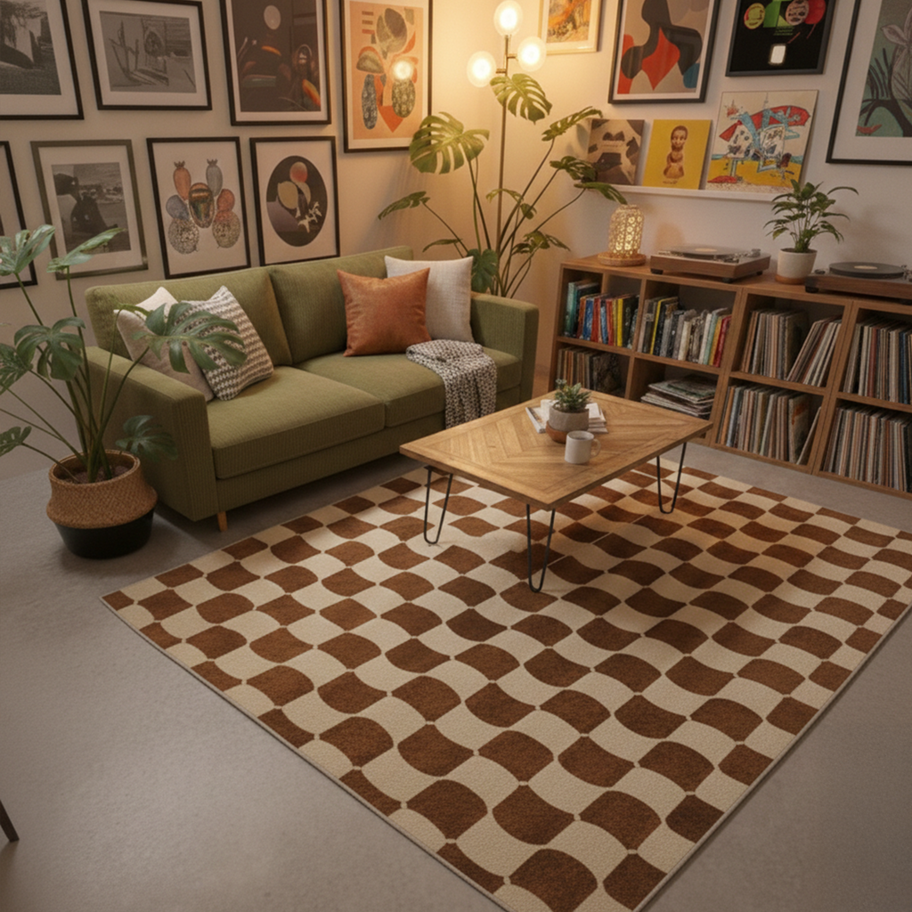 Checkerboard Wave Rug