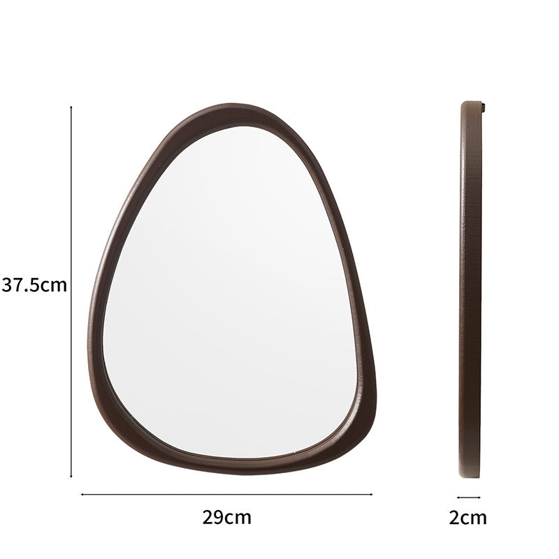 Wooden Distorted Pebble Mirror