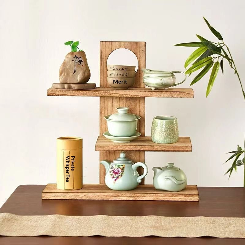 Japandi Tiered Wood Display Shelf