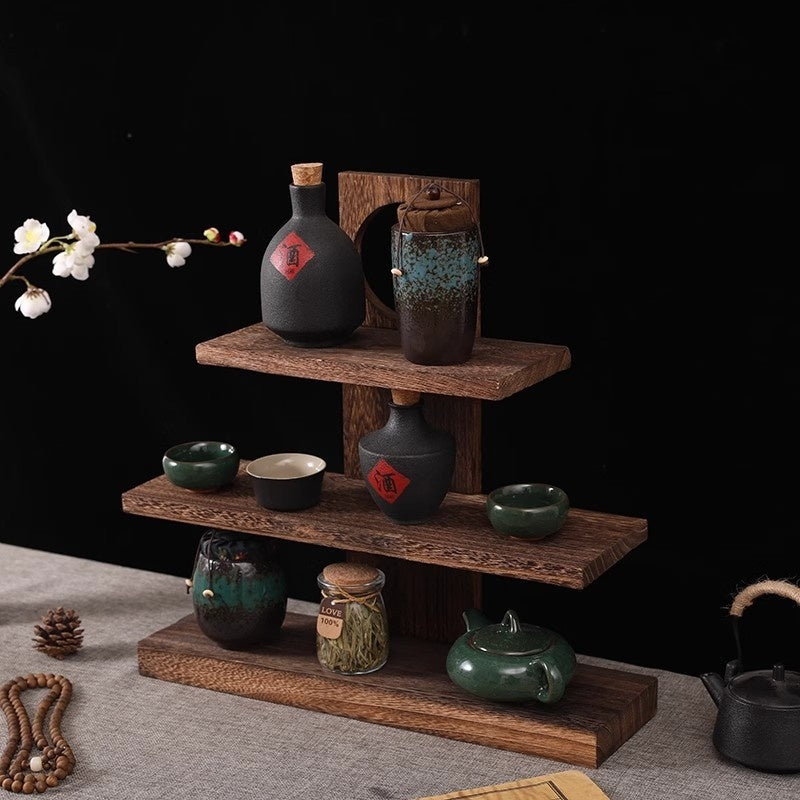 Japandi Tiered Wood Display Shelf