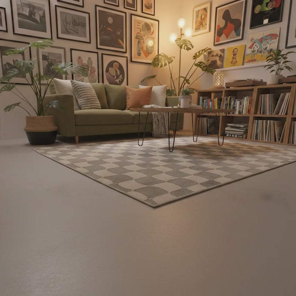 Checkerboard Wave Rug