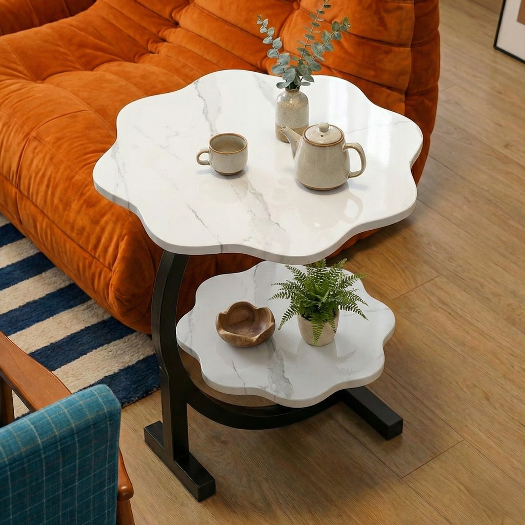 Modern Wavy 2-Tier Side Table